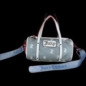 Baby blue and white juicy couture barrel bag